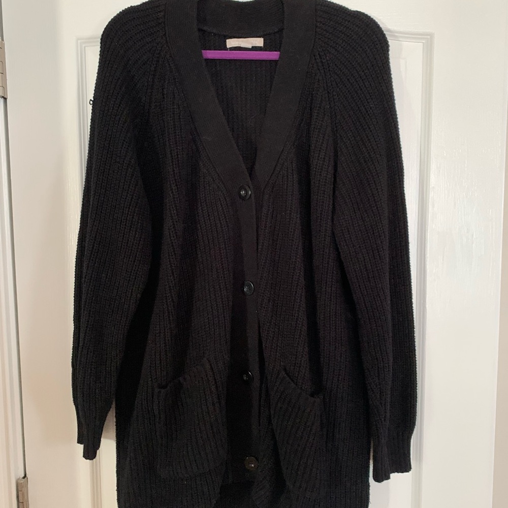 Black button up full sleeve cardigan sweater